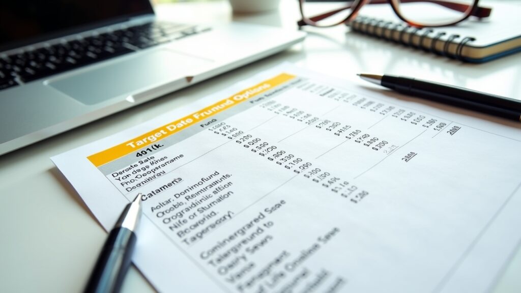 401k statement highlighting target date fund options