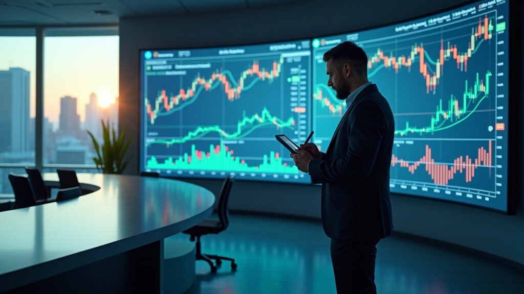Trader looking at commodity price charts