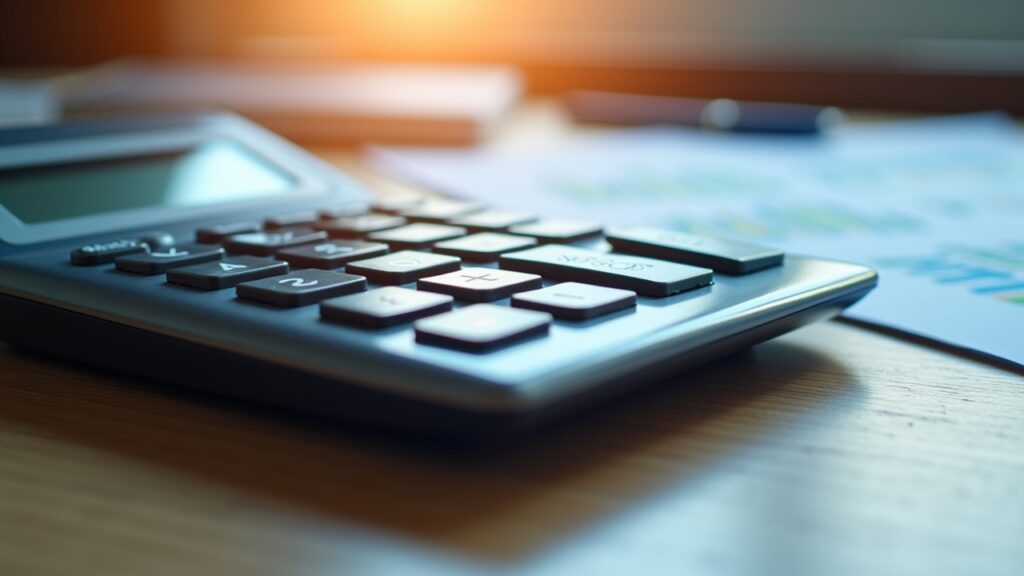 Calculator displaying compound interest calculation
