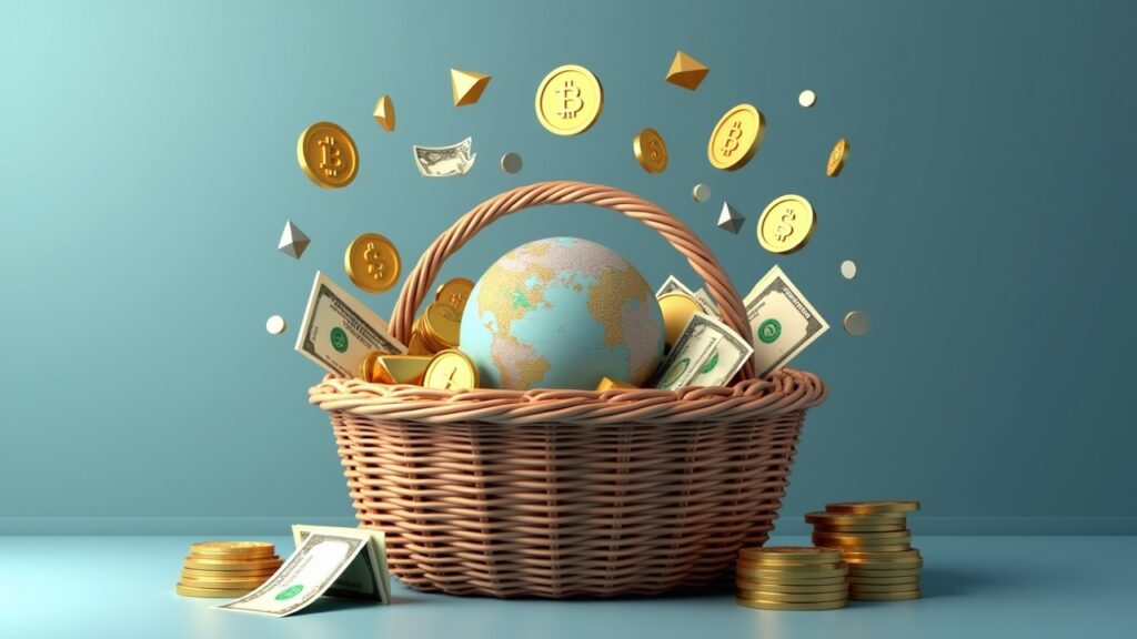 Diversified basket of different investment symbols