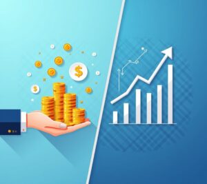 Two paths diverging with money symbols