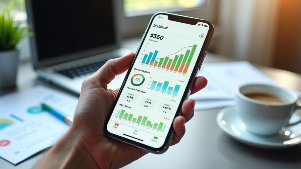 Smartphone showing dividend tracking app