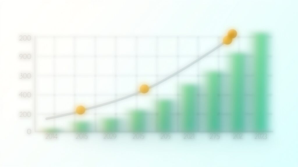 Chart showing growing dividend income over time
