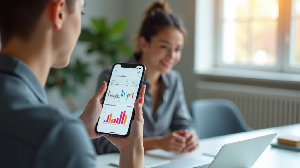 Person using investment app on phone with portfolio visible