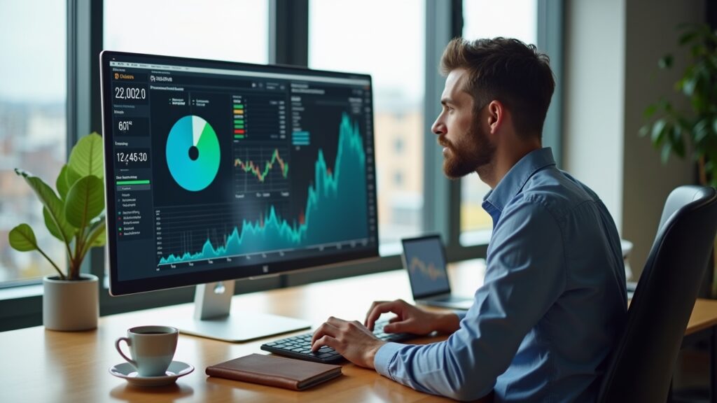 Person adjusting portfolio allocations on computer