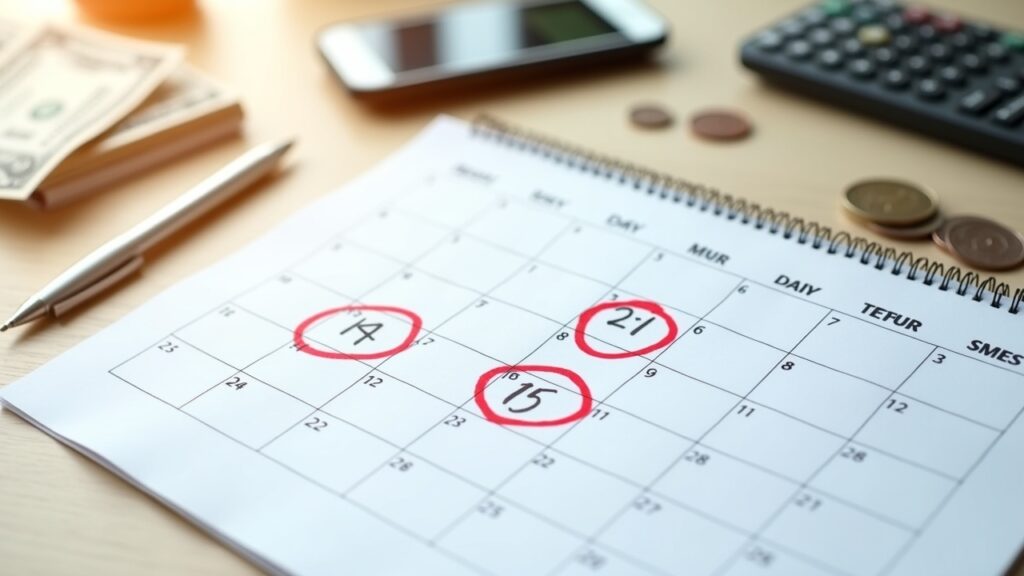 Calendar with regular investment dates marked
