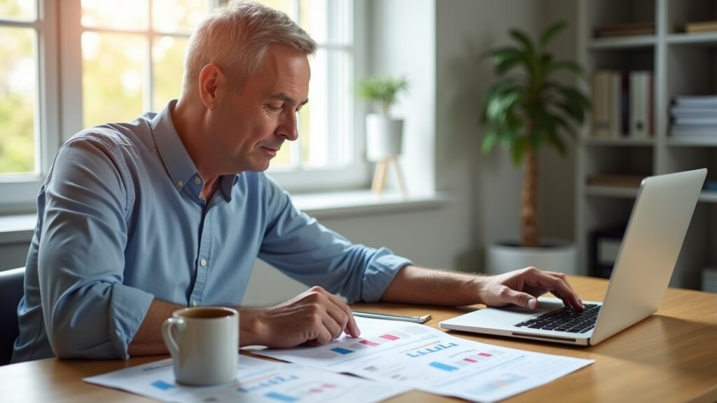 Person reviewing retirement account statements