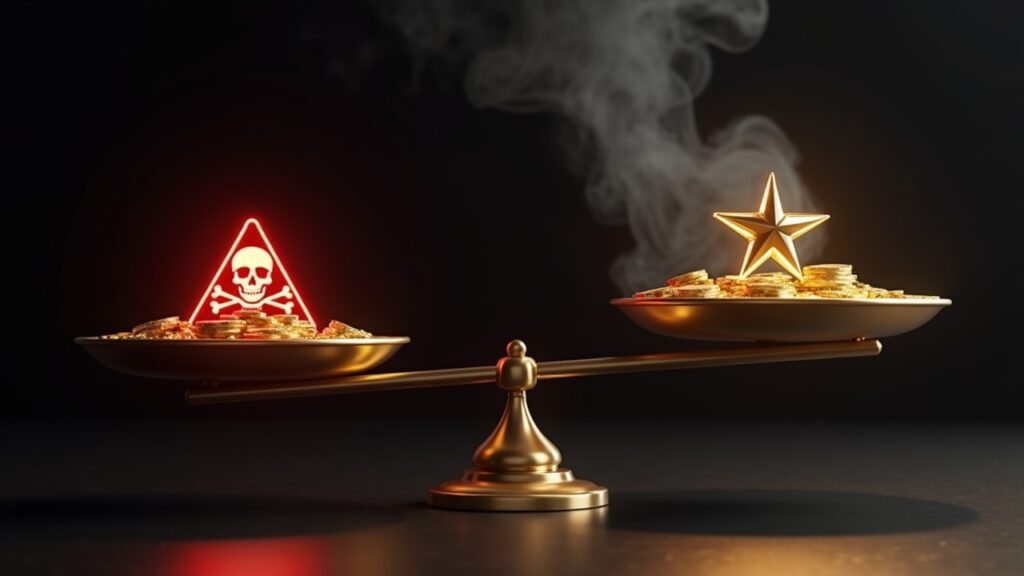 Scale balancing risk and reward symbols