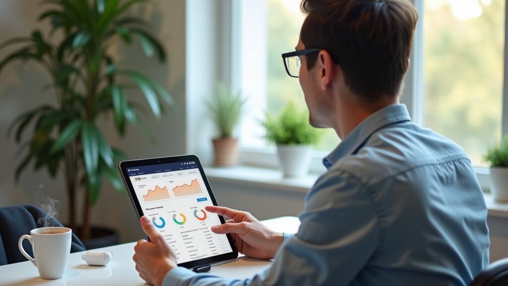Person setting up robo advisor account on tablet