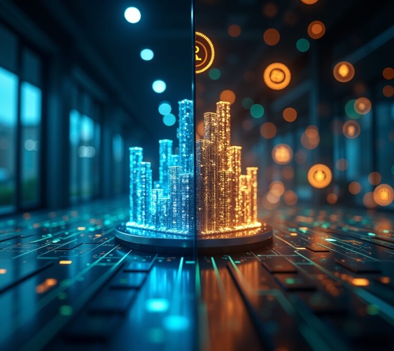 Traditional investment meeting cryptocurrency symbols