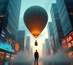 Money shrinking with inflation arrows