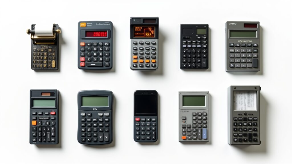 Grid of different calculator types
