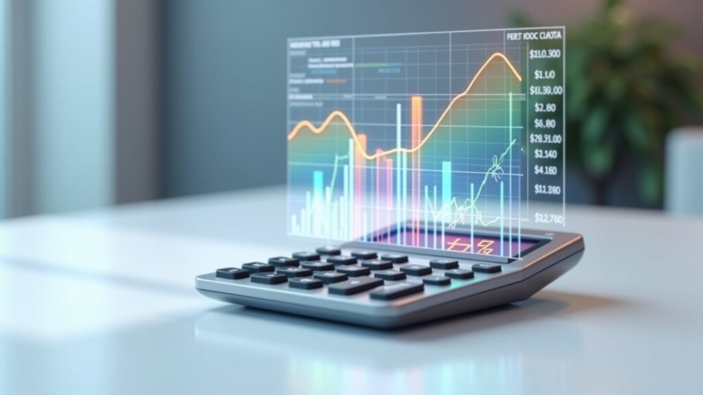 Calculator showing fee calculations over time